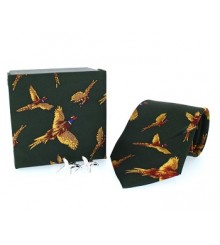 Green Flying Pheasants Silk Gift Set