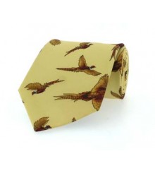 Yellow Large Pheasant Silk Tie