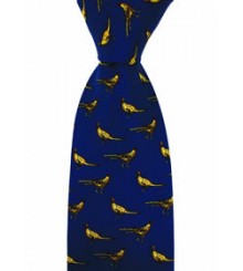 Standing Pheasant Blue Country SIlk Tie