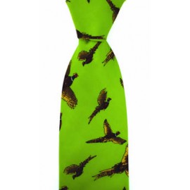 Green Flying Pheasant Silk Tie