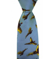 Silver Flying Pheasant Country Silk Tie