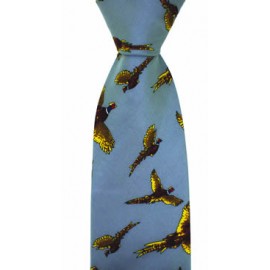 Silver Flying Pheasant Country Silk Tie